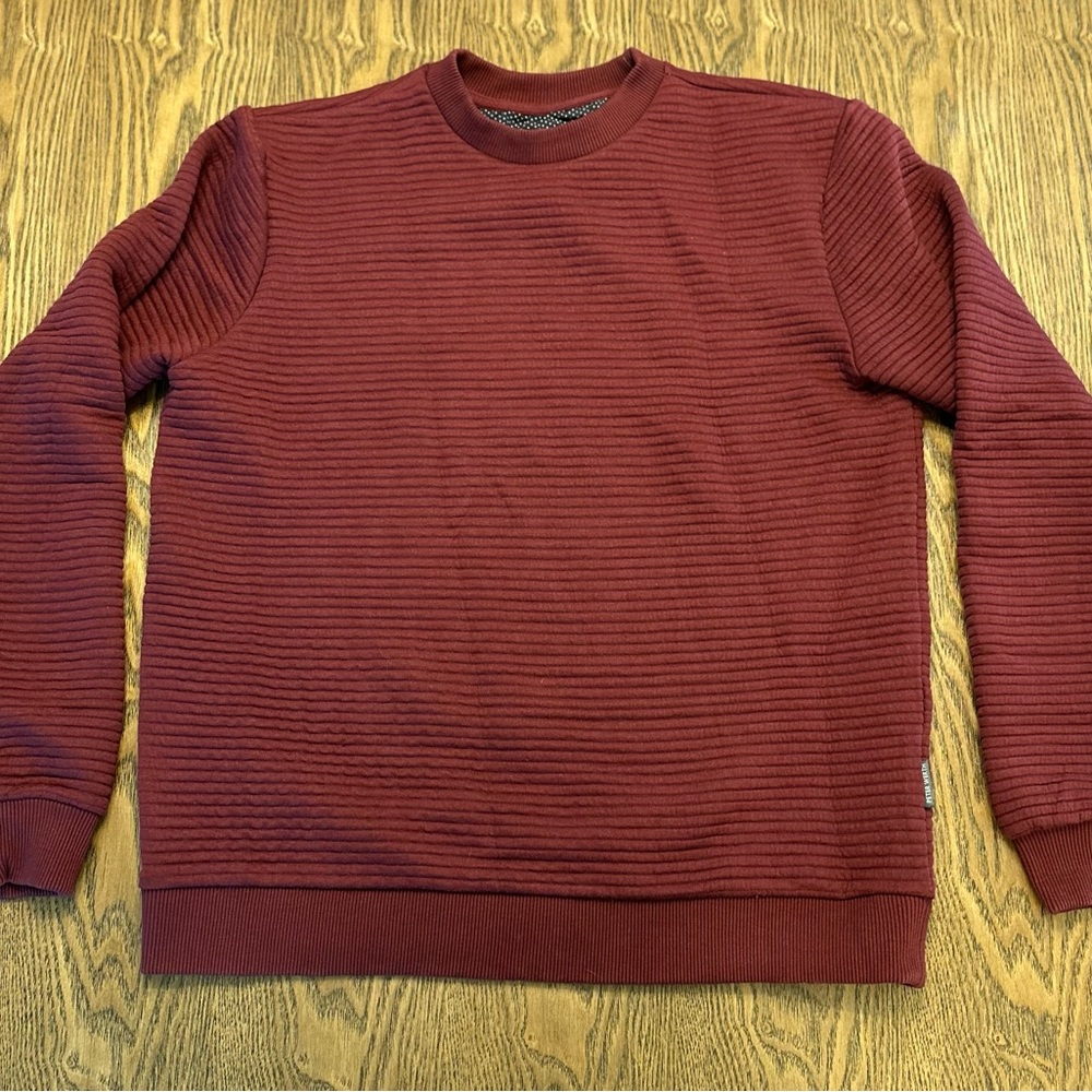 Peter Werth London Men’s Burgundy Red Ribbed Texture Crewneck Sweatshirt Medium